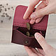 Burgundy leather wallet in three additions for bills, cards, with a coin holder. Wallets. KodamaLife. My Livemaster. Фото №5
