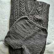 Мужская одежда handmade. Livemaster - original item Vest shorts made of sheep wool set. Handmade.