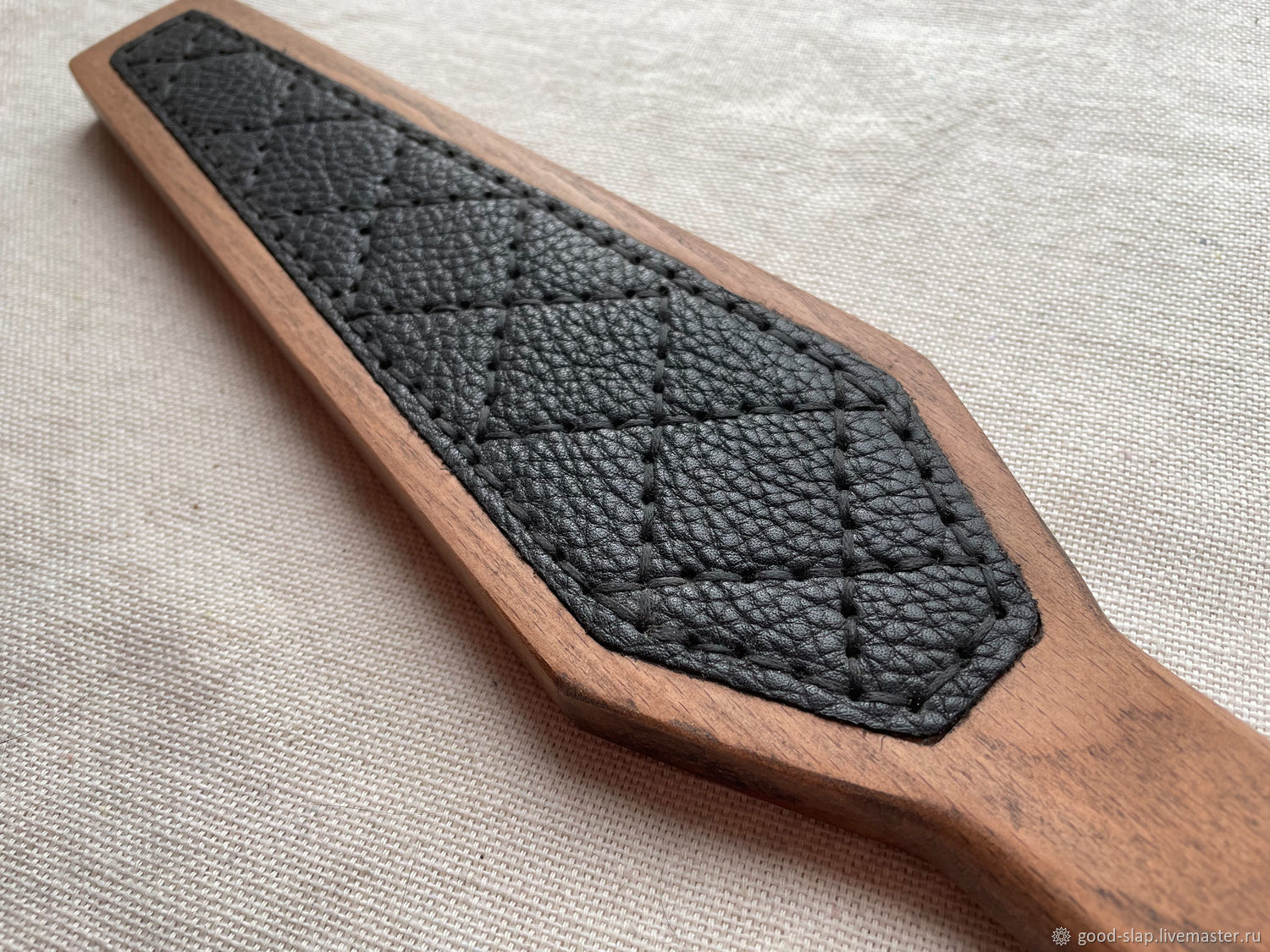 Паддл с натуральной кожей, Шлепалка, Паддл деревянный, БДСМ девайс в ...