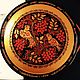 Тарелка деревянная с хохломской росписью Рябинушка, Посуда в русском стиле, Москва,  Фото №1