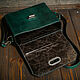 Женская сумочка зеленого цвета на длинном ремешке. Классическая сумка. Creative Leather Workshop. Ярмарка Мастеров.  Фото №5