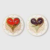 Для дома и интерьера handmade. Livemaster - original item Wall clock set Red heart and Purple heart Art Deco. Handmade.
