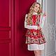 Сарафан с блузкой А-ля-Русс. Сарафаны. Дизайнерские платья Valensia Atelier. Интернет-магазин Ярмарка Мастеров.  Фото №2