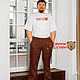 Trousers linen brown, Mens pants, St. Petersburg,  Фото №1