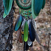 Dream catcher with feathers of the hawk Blue Dreamcatcher