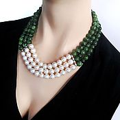 Украшения handmade. Livemaster - original item Necklace with natural jade and pearls. Handmade.