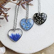Украшения handmade. Livemaster - original item Heart pendant with real flowers. A pendant with a cornflower as a gift to a girl. Handmade.