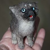 Puma kitten, felted brooch
