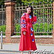 Embroidered Red Dress Boho Chic Dress Embroidered Vyshyvanka Dress, Dresses, Sevastopol,  Фото №1