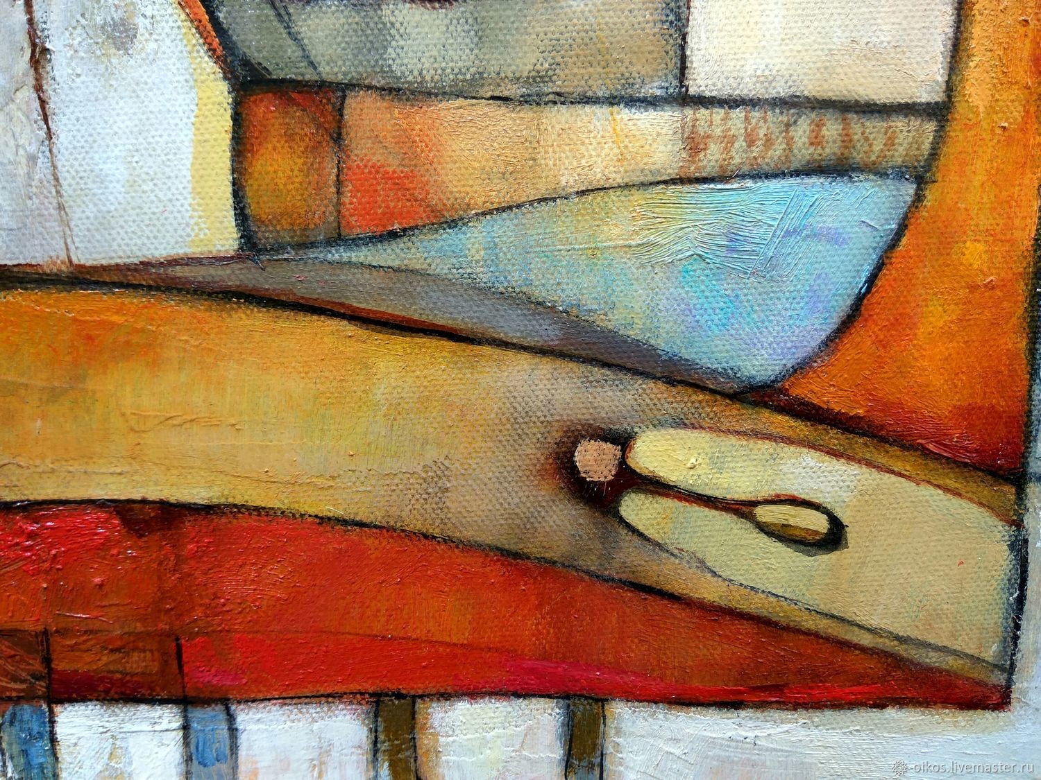 Abstract Oil Painting On Canvas 50h70 Cm And Warm Colours Order Abstract Oil Painting On Canvas 50h70 Cm And Warm Colours