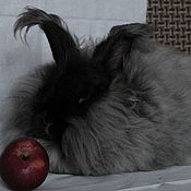 Варежки пух кролика серые с рис.4