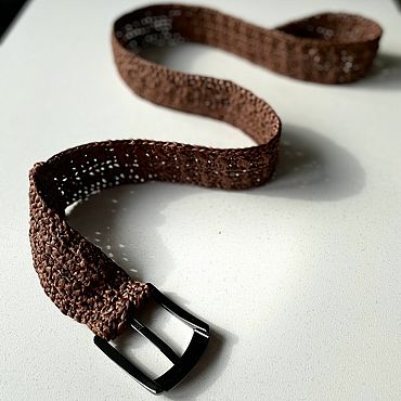 Аксессуары ручной работы. Ярмарка Мастеров - ручная работа Ремни: Плетеный ремень из рафии коричневый. Handmade.