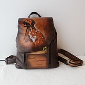 Сумки и аксессуары handmade. Livemaster - original item Women`s leather backpack with engraving and painting to order for Olesya.. Handmade.