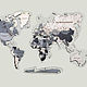  Карта мира из ценных пород дерева в черно-белых оттенках, Карты мира, Челябинск,  Фото №1