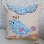 Для дома и интерьера handmade. Livemaster - original item Pillow: Decorative Baby Pillow Bird. Handmade.