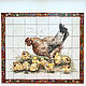 Kitchen Apron Tiles and Tiles: Hen with chickens, Tile, Kazan,  Фото №1