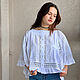 Order Loose-fit cotton and lace blouse in Adele's boho style. PolMary. Livemaster. . Blouses Фото №3