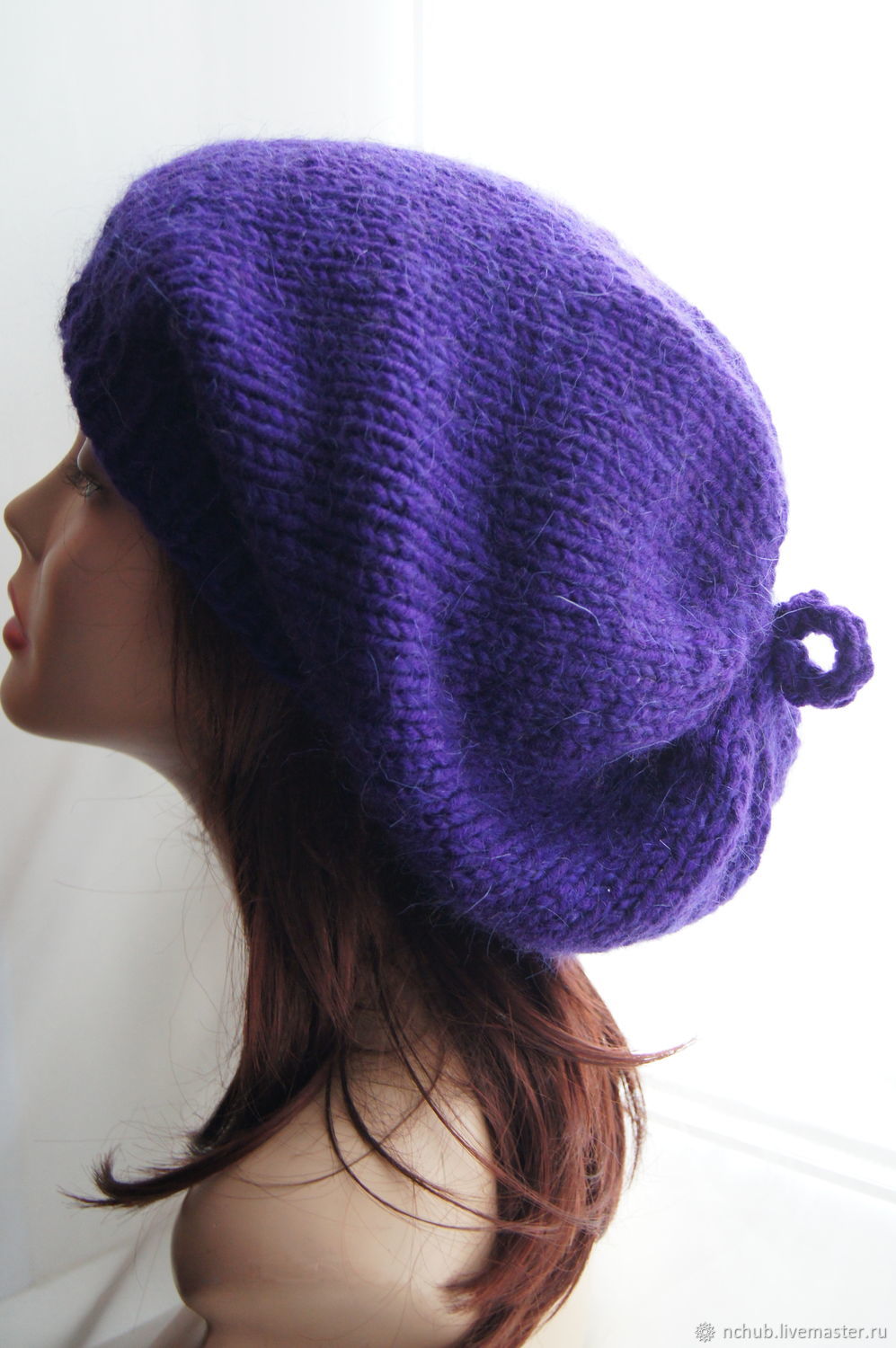 voluminous beret with mohair purple, Berets, Moscow,  Фото №1