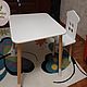 Детский квадратный стол и стул домик белый, Мебель для детской, Москва,  Фото №1