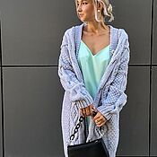 Одежда ручной работы. Ярмарка Мастеров - ручная работа Jackets: Knitted jacket for women oversize grey jacket for women to order. Handmade.