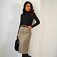 Brown beige plaid A-line skirt with slit and pockets. Skirts. mozaika-rus. Online shopping on My Livemaster.  Фото №2