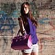 Women's pink buffalo leather bag with embossed - Italy. Valise. Febe-handmade. My Livemaster. Фото №4