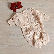 Knitted Romper with hood for toddler 56/62