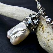 Работы для детей, handmade. Livemaster - original item Beads from Natural Stones. Necklace with silver pearls. Pendant. Handmade.