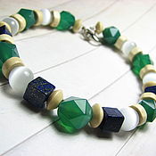 Украшения handmade. Livemaster - original item Bracelet made of lapis lazuli, stained chalcedony, wood, cat eyes. Handmade.