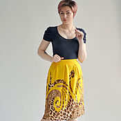 Одежда handmade. Livemaster - original item The skirt is yellow with brown print from staples. Handmade.