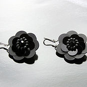 Украшения handmade. Livemaster - original item Earrings embroidered with sequins and beads black flowers in Chanel style. Handmade.