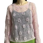 Одежда handmade. Livemaster - original item Gossamer Tulip mania sweater, kid mohair, pink, summer, knitting needles. Handmade.