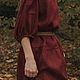 Платье Маленькие женщины, бордовый, платье ретро. Платья. Filiх - Лен Хлопок Лес. Ярмарка Мастеров.  Фото №6