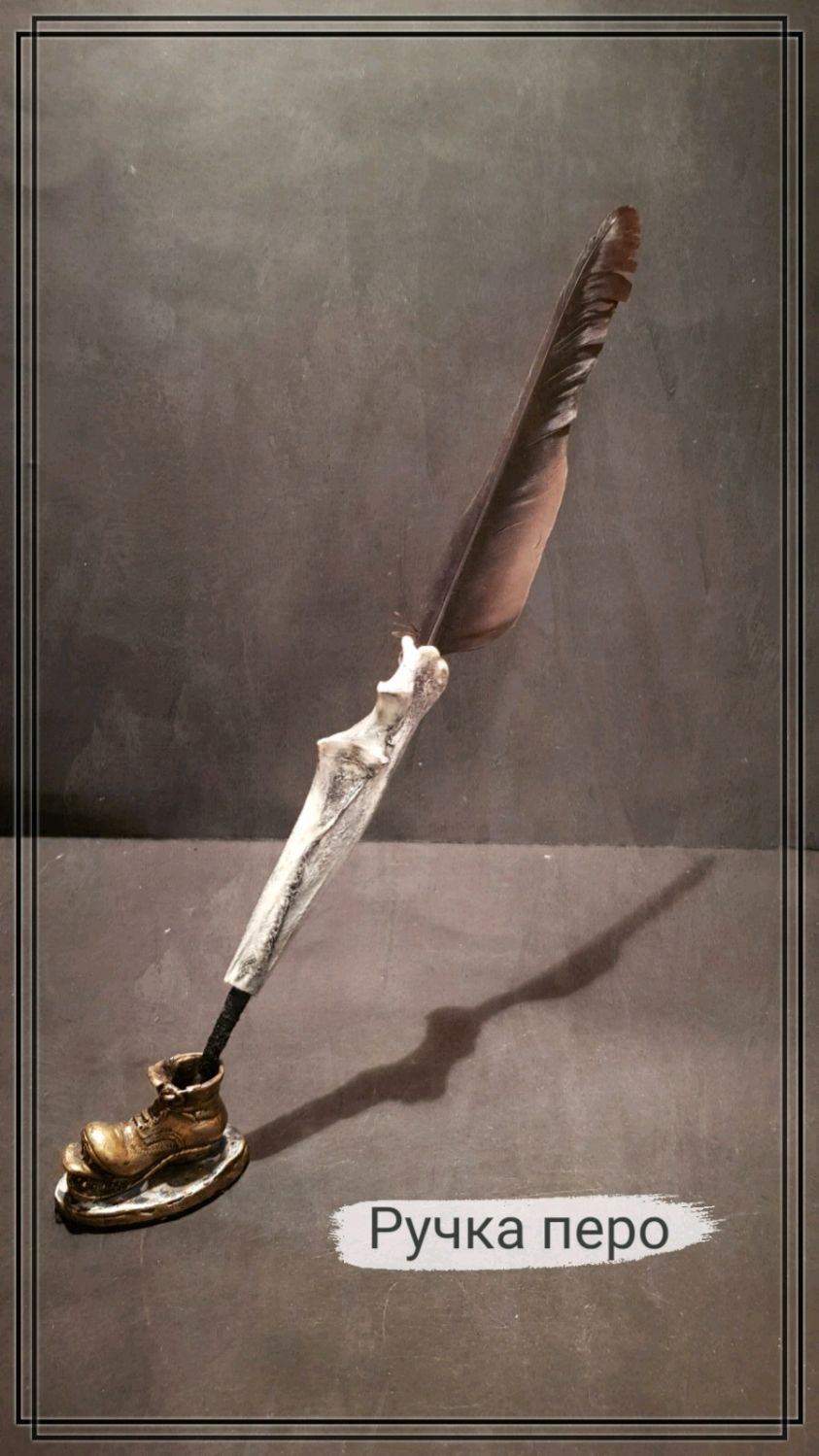 Ручка перо кость волка+черный вОрон – заказать на Ярмарке Мастеров ...