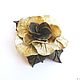 Leather flower brooch Rose "Treasure". Silver gold bronze. Brooches. De-Si-Re. My Livemaster. Фото №4