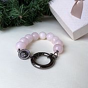 Украшения handmade. Livemaster - original item A bracelet made of rose quartz beads with a large clasp and a Lion pendant. Handmade.