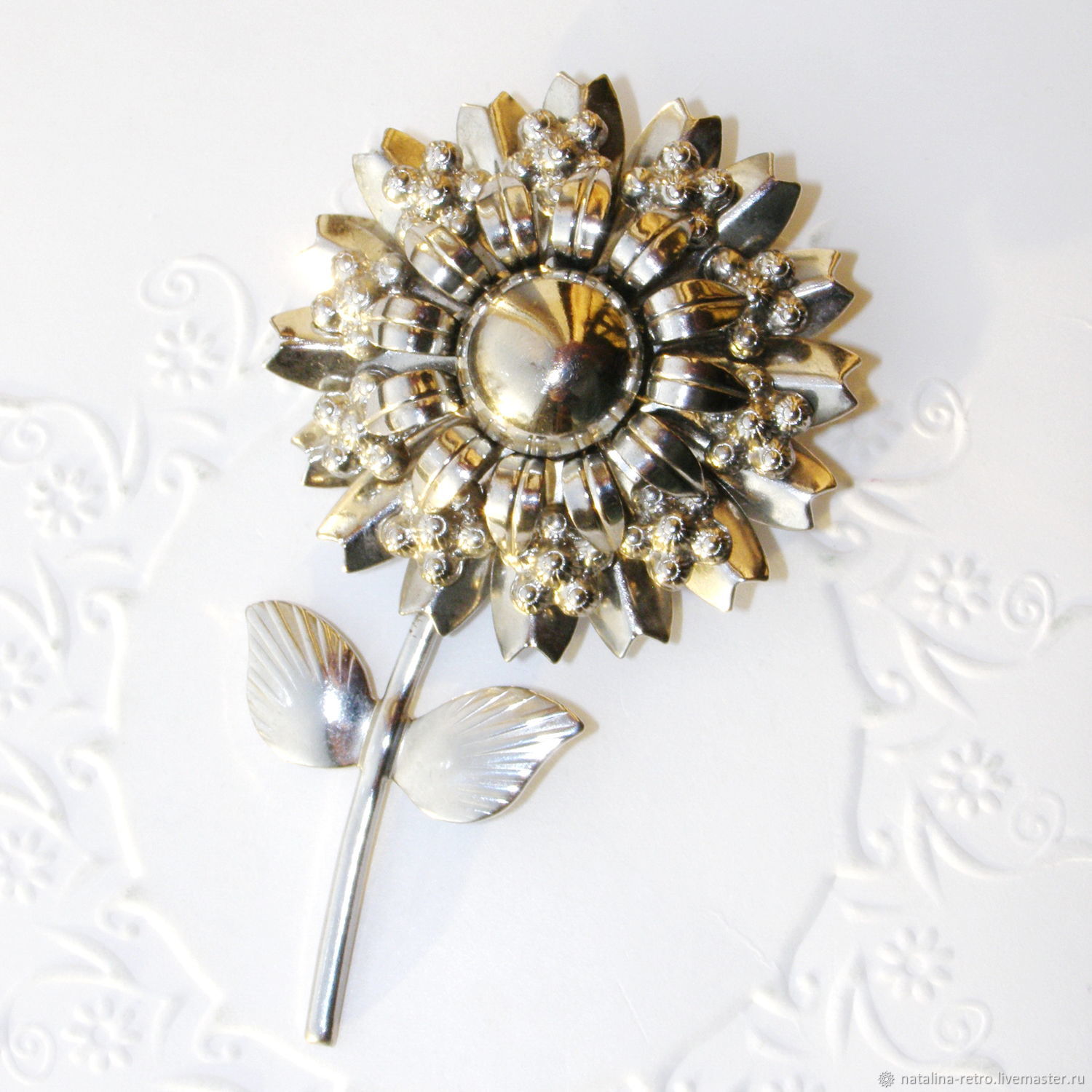 Винтаж: "Серебряный цветок", роскошная, крупная брошь, США купить в ...