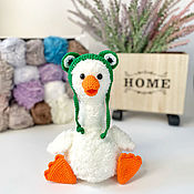 Куклы и игрушки handmade. Livemaster - original item A white goose in a frog hat