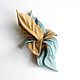 Order Brooch flower made of leather Mint apricot mint blue apricot. De-Si-Re. Livemaster. . Brooches Фото №3