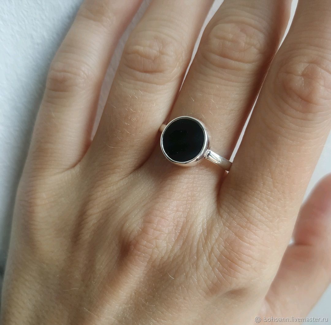 Перстень с черным агатом r288