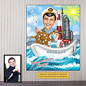 Сувениры и подарки handmade. Livemaster - original item gift for birthday. Cartoon photo. Sailor, captain of the ship. Handmade.