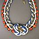 Order Marine Sketch Blue White Red Gold Coral Handmade Necklace. ms. Decorator. Livemaster. . Necklace Фото №3
