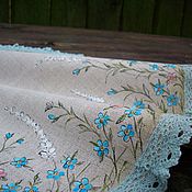 Linen curtains Daisies-cornflowers Hand-painted