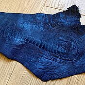 Материалы для творчества handmade. Livemaster - original item Ostrich Shin leather, blue color, semi-gloss finish.. Handmade.