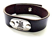Men's Braided Leather Eagle Hawk Embossed Bracelet