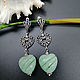 Long silver earrings with carved aventurine. Earrings. Jewelry just for You (G-Korchagina). My Livemaster. Фото №6