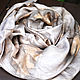 Order Silk scarf 'faint' gray with a print of leaves. Artinflat - natural dyeing. Livemaster. . Scarves Фото №3