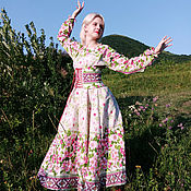 Русский стиль handmade. Livemaster - original item Woman russian cotton derss with belts Maryushka. Handmade.