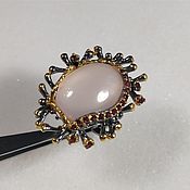 Украшения handmade. Livemaster - original item Silver ring with rose quartz and rhodolite. Handmade.
