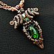 pendant - blade of copper with Swarovski. Pendants. AZOZA. Online shopping on My Livemaster.  Фото №2